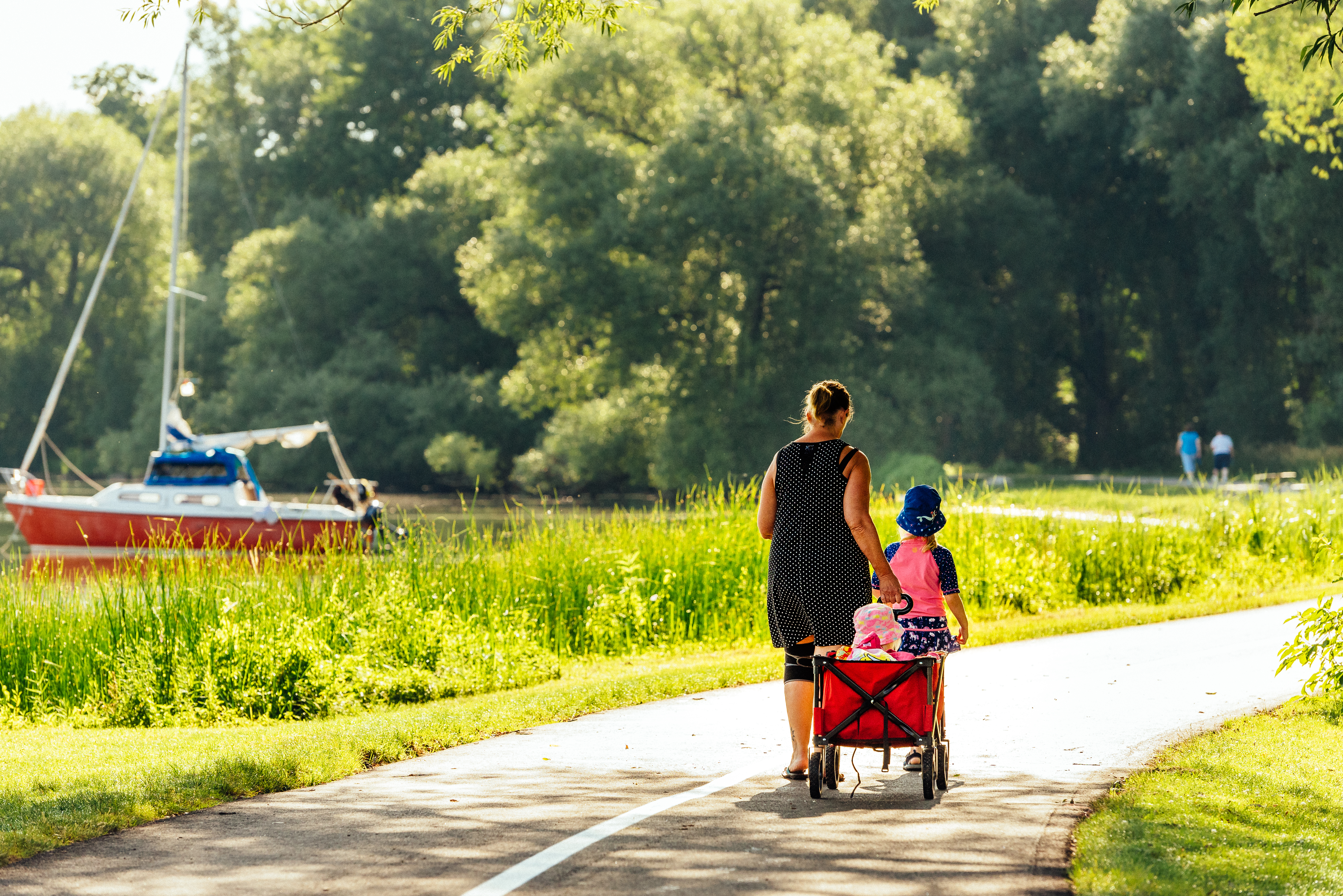 Family Walking Along Orillia Waterfront Trail